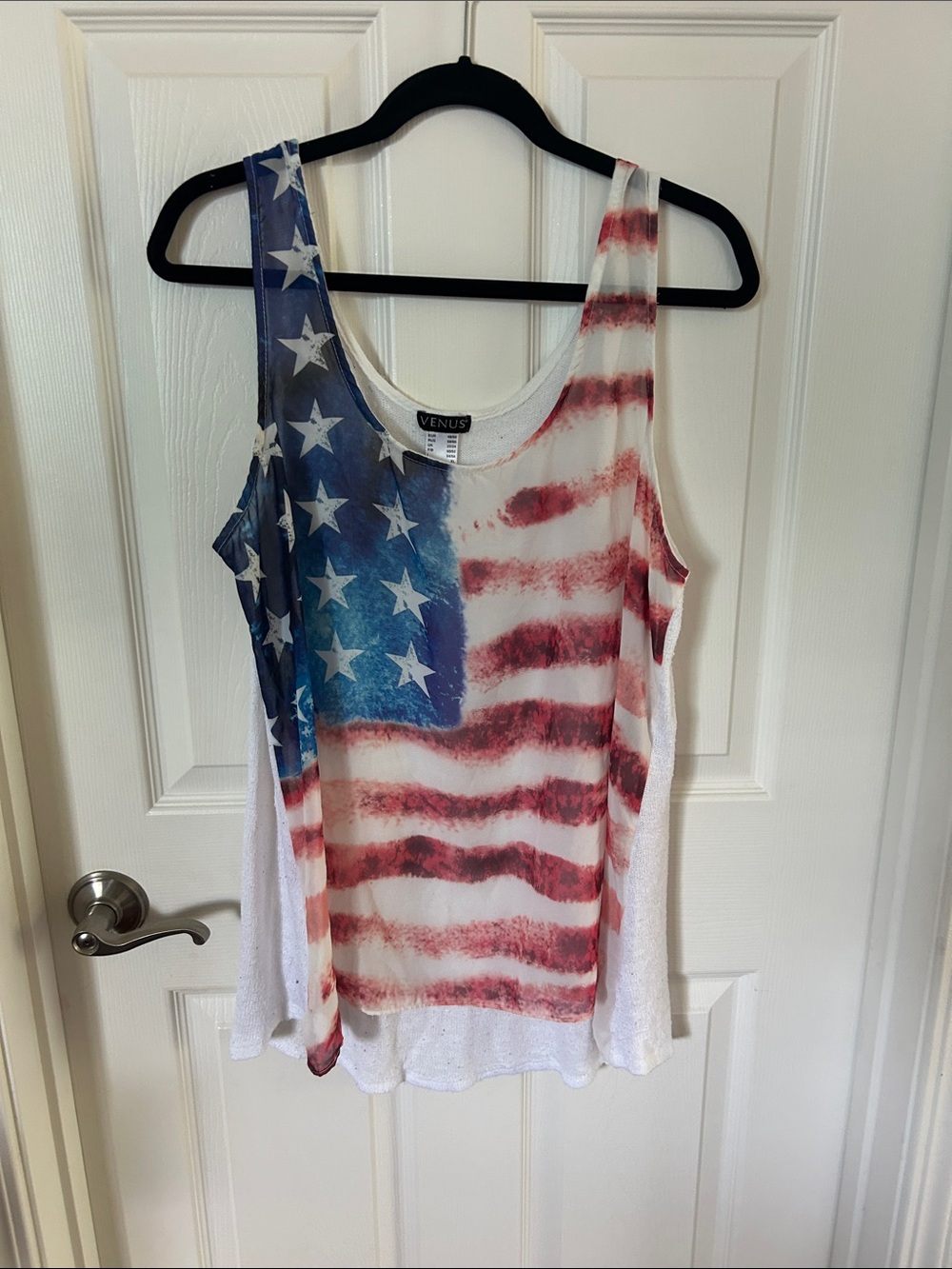 VENUS Women's Flag Print Tank Top in Red, White & Blue